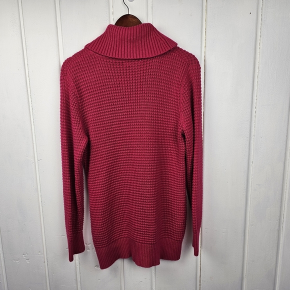 Calvin Klein Hot Pink Turtle Neck Chunky Knit Oversized Sweater sz Large - Picture 11 of 11